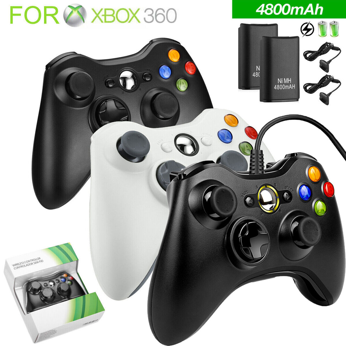 Wireless Controller For Microsoft Xbox 360/ 360Slim/ 360E, PC Windows  11/10/8/7