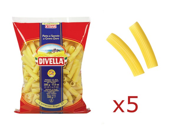 Pasta Divella Italienische Canneroni Rigati Aus Hartweizenmehl 5 StüCk 500 Gr-image