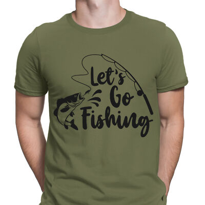 T-Shirt Lets Go Angeln Fisch Fischer lustige Neuheit Herren T-Shirts #F#D