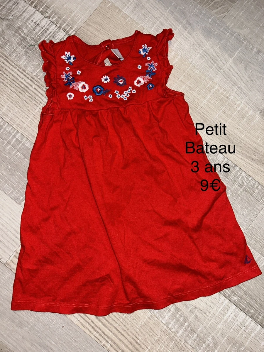 Petit Bateau 3 Ans Fille : robe rouge Été TBE