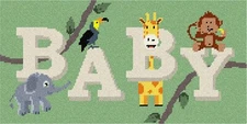 Safari Baby Word Needlepoint Kit or Canvas (For Baby/Nursery/Kids/Animal)