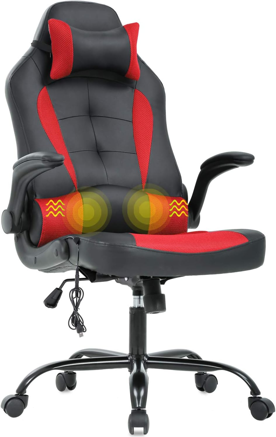Ergonomic PC Gaming Racing Office Chair with Massage and PU Leather Design-image