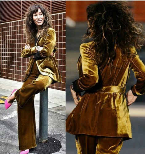 A672 ZARA JACKET VELVET TUXEDO MULBERRY GOLD MUSTARD SILK BLAZER COAT LARGE - L - Picture 2 of 18