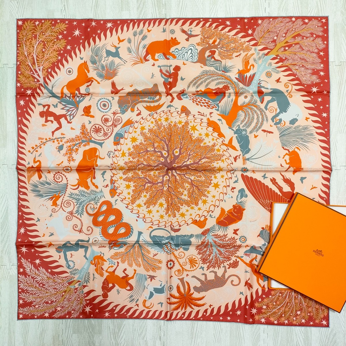New HERMES Double Face Carre 90 Sous le Charme d'Orphee Silk Scarf