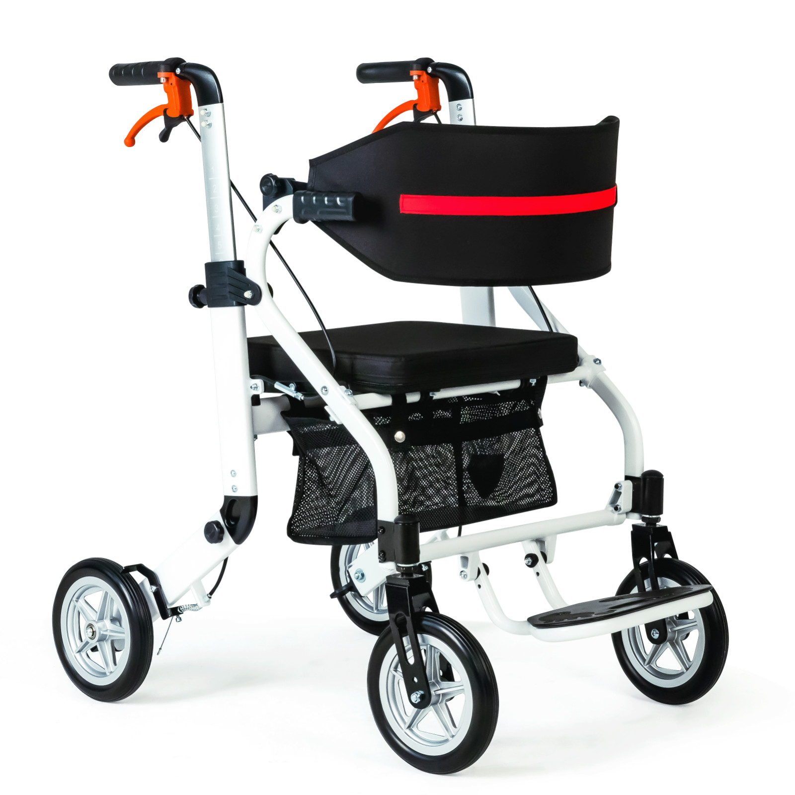 Leichter Faltbarer Rollator für Erwachsene, Sitzkissen & Fußstütze, Gewicht 10KG