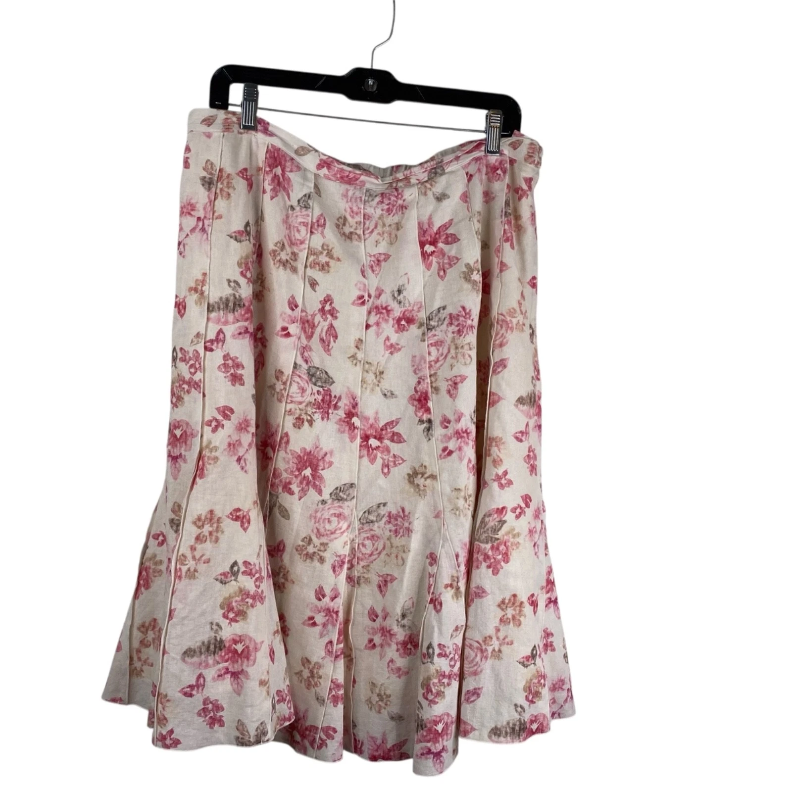 Coldwater Creek Skirt Women's Linen Blend Multicolor Sz PL Floral Romantic Boho