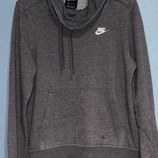 Nike Women's Sportswear Funnel Neck Pullover Hoodie in Charcoal Grey