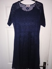 Per Una Navy Blue Special Occasion /Formal Dress Size 10 Knee Length Lined VGC