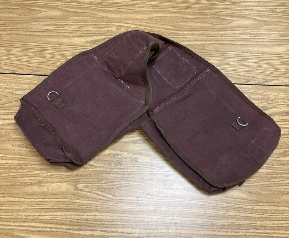 Vintage Tough-1 Saddle Bag Heavy Canvas Buckle Maroon Purple Excellent Condition - Image 2 of 4