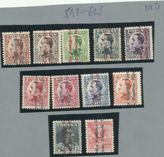 ESPAÑA.SELLOS ALFONSO XIII CON SOBRECARGA " REPÚBLICA" DE 1931.