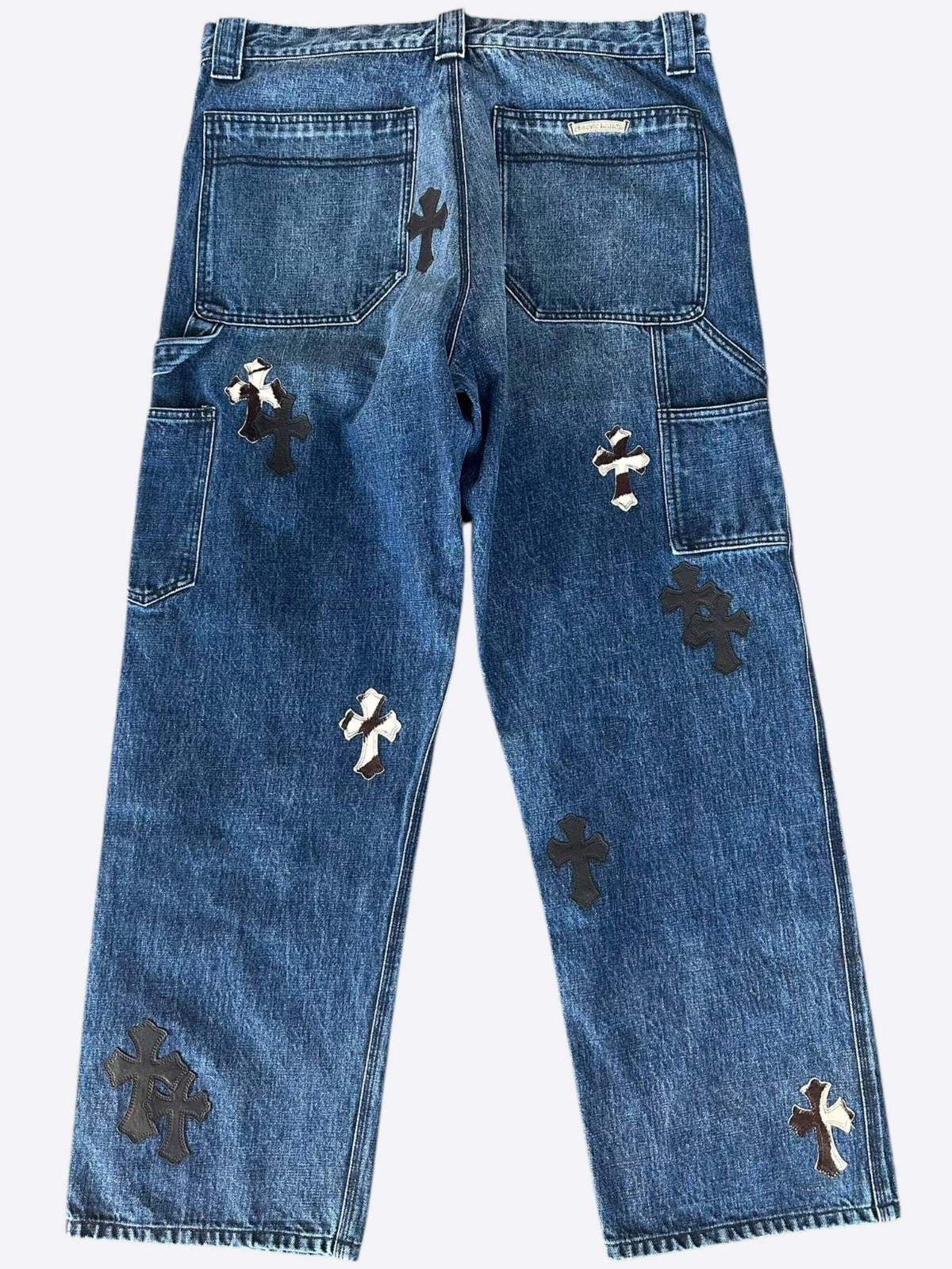 Chrome Hearts Blue, Zebra & Black Cross Patch Carpenter Jeans image 2