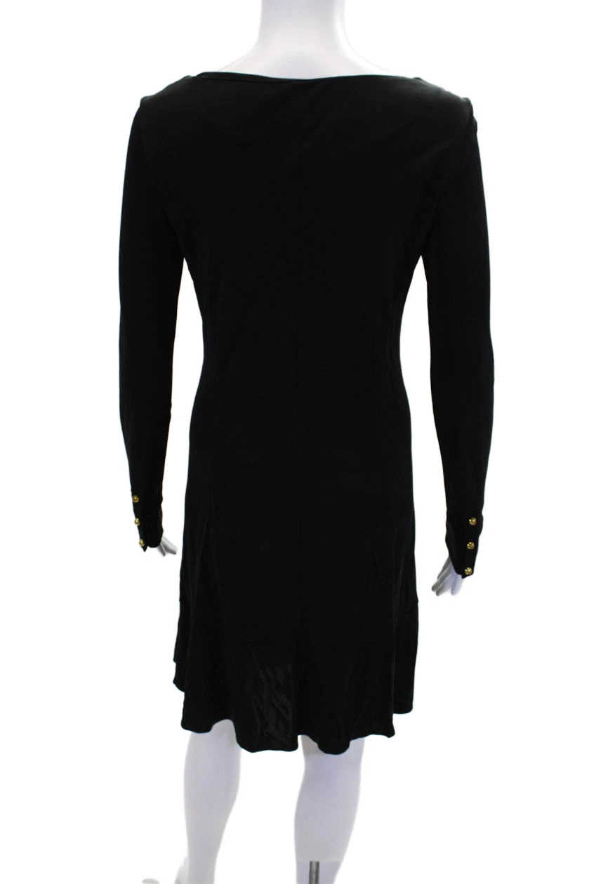 Abito donna Tory Burch manica lunga scollo a scoop mini maglia tubino nero taglia small