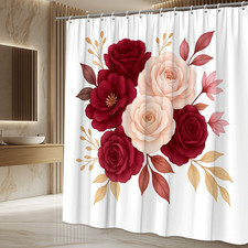 Floral Shower Curtain with Roses, Elegant Bathroom Decor