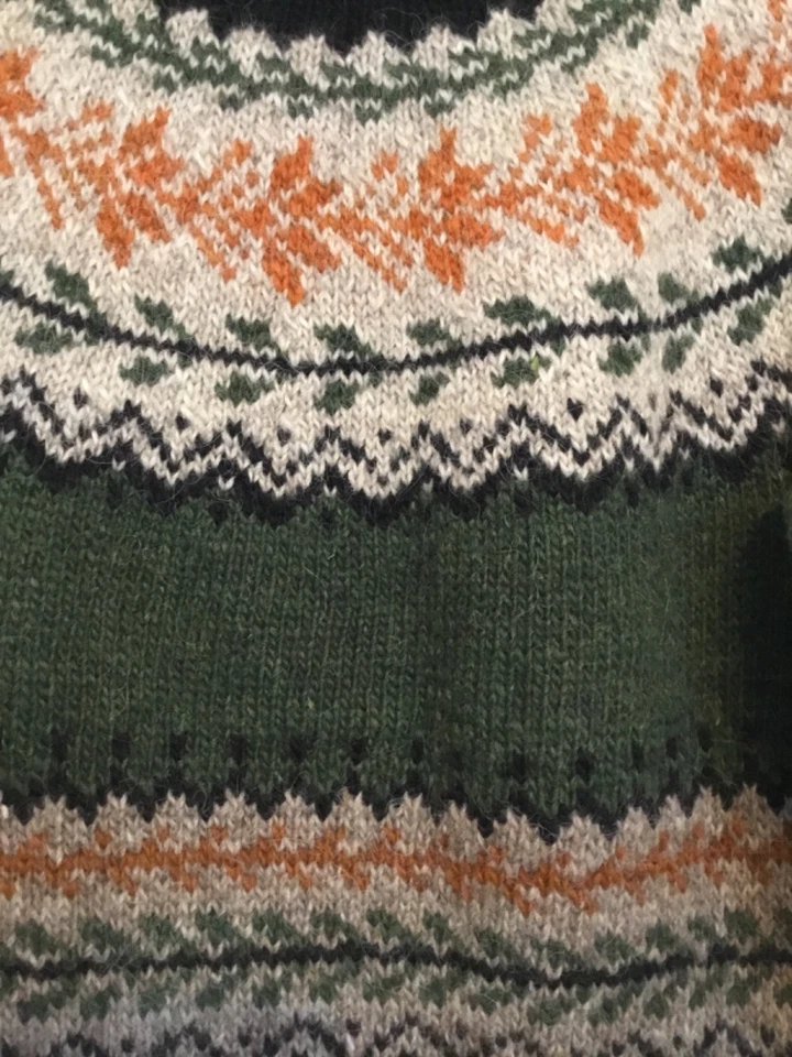 Strickjacke, Wolle +Mohair, Handarbeit, attraktives Fair Isle Motiv, Gr.M, neu - Bild 4 von 4