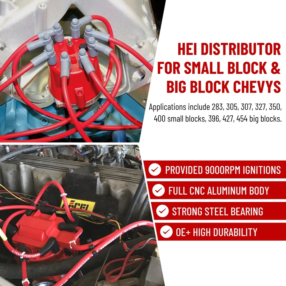 65k High Performance HEI Distributor Spark Plug Wires Ignition for Chevy SBC BBC - Image 2 of 4