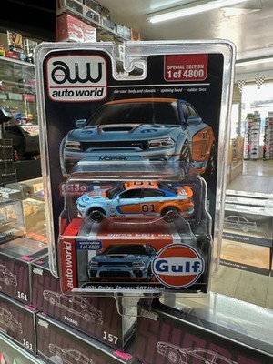 2021 DODGE CHARGER SRT HELLCAT GULF LIVERY 1/64 DIECAST CAR BY AUTO WORLD CP8084