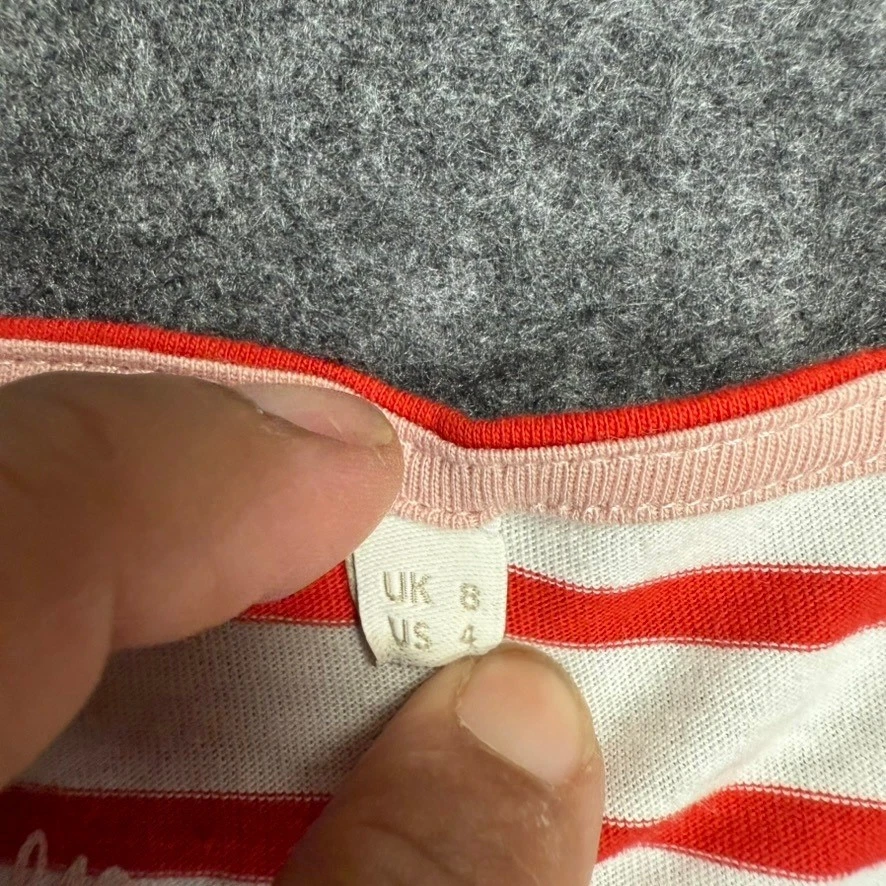 Boden Red White Striped Reindeer Christmas Long Sleeve Top Women US 4 - Image 3 of 4