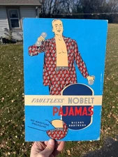 Vintage Nobelt Men's Pajamas Cardboard Advertising Sign Easelback Store Display