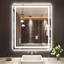 30"X36" LED Bathroom Mirror with Front Backlit, Anti Fog, Dimmable Sides