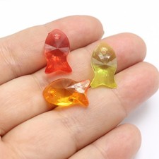 60pcs Mixed Color Transparent Acrylic Fish Charm Pendants 18mm Kids Craft