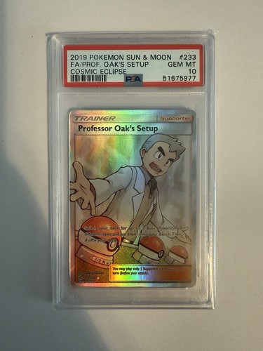 2019 Pokemon Cosmic Eclipse Professor Oak's Setup Full Art Trainer #233 PSA 10!