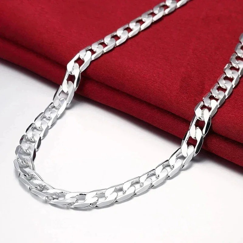 925 Sterling Solid Silver Chain Necklace Jewelry for Women Men Fashion Gift
