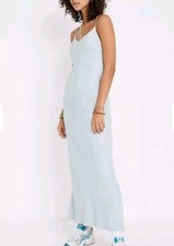 Urban Outfitters Maxi Slip Dress size XS Light Blue V neck Slit Hoco 195