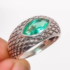 Neon Blue Apatite 925 Sterling Silver Bali Ring s.8 R7642-41
