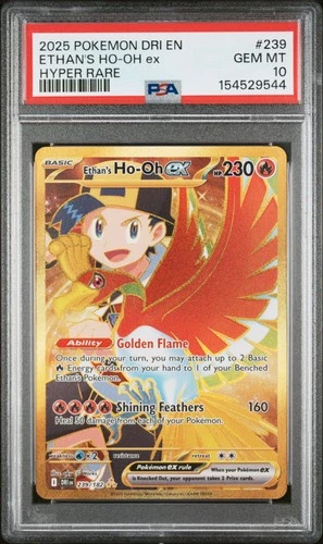 2025 POKEMON DRI EN-DESTINED RIVALS HYPER RARE #239 ETHAN'S HO-OH EX PSA 10