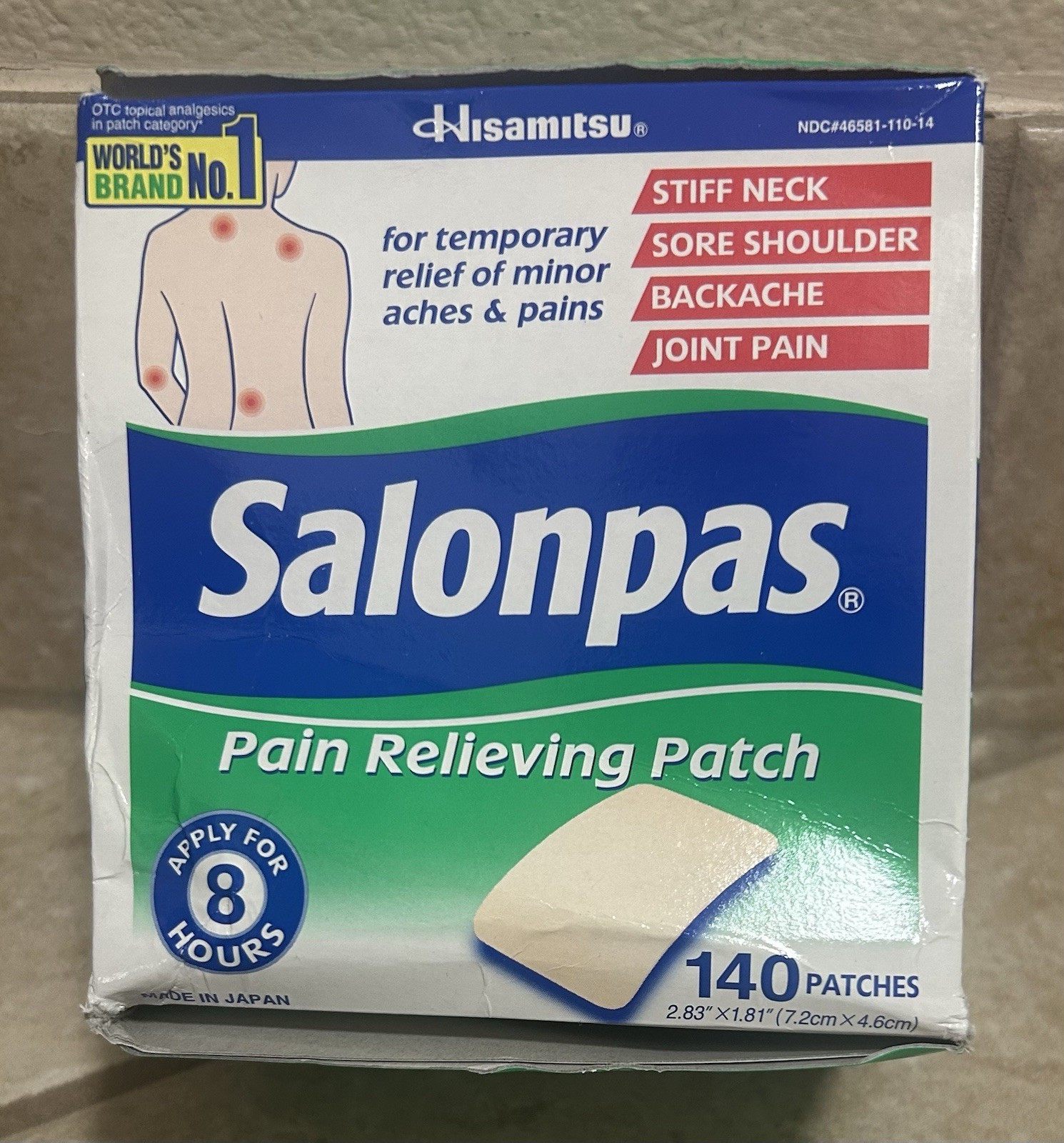 SALONPAS 140 Pain Relief 2.83 x 1.81 Patches New In Open Box~EXP 02/28