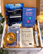 Blue Serenity Self-Care Gift Box Meditation Bowl, Face Mask Eye Patches Spa