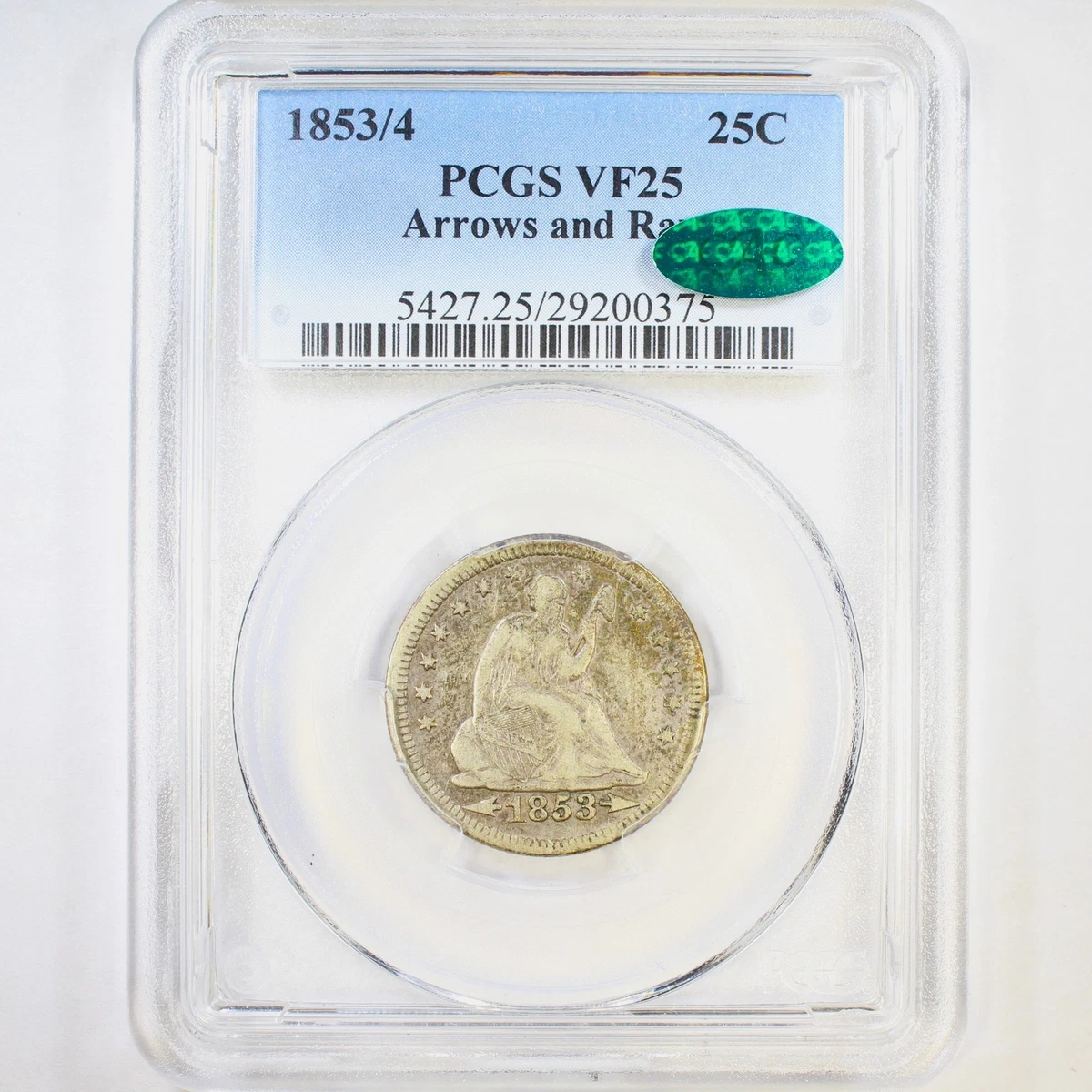 VF 25 Graded 1853 Year Seated Liberty US Quarters (1838-1891) for