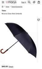 NWT Totes Stick Reverse-Close Umbrella Under Canopy Print Americana Retail 38