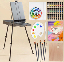 37PCS Artist Painting Set with French Easel, Canvas, Paints  Brushes, Gray