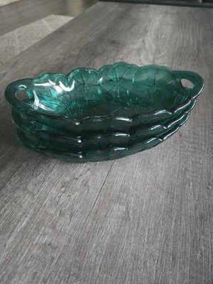 INDIANA Glass Lily Pons 9-1/2   Teal  Relish Candy Pickle SELLING INDIVIDUALLY 