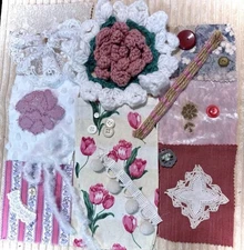 Slow Stitch Junk Journal Kit Craft Sewing Crochet Vintage Fabric Lace #01 