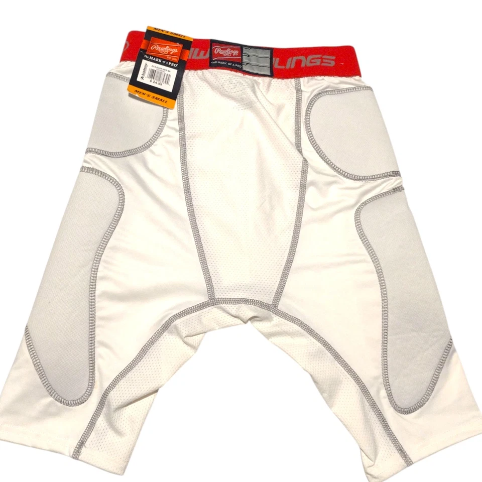 Rawlings Men’s Compression Sliding Shorts White Red Size Small S Padded - Image 2 of 4