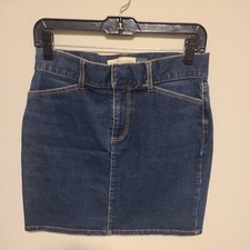 Gap Hip Hugger Vintage Blue Denim Jean Strech Mini Skirt Pockets SIZE 4
