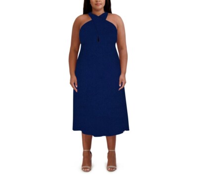 BCBG Paris Womens Halter Midi Dress Blue Depths, Size XS | eBay