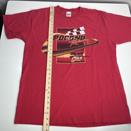 VTg Pocono Raceway Shirt Mens XL Red Short Sleeve Black Gold NASCAR Racing 1996 - Picture 5 of 11
