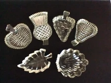 Lot 6 crystal glass trinket dishes Pear Apple Grape Acorn Bohemian Leaf seashell