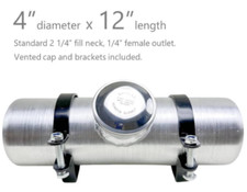 Gas Tank 4x12 0.56 Gallon 14 Npt Round Fuel Tank Center Fill Aluminum Spun
