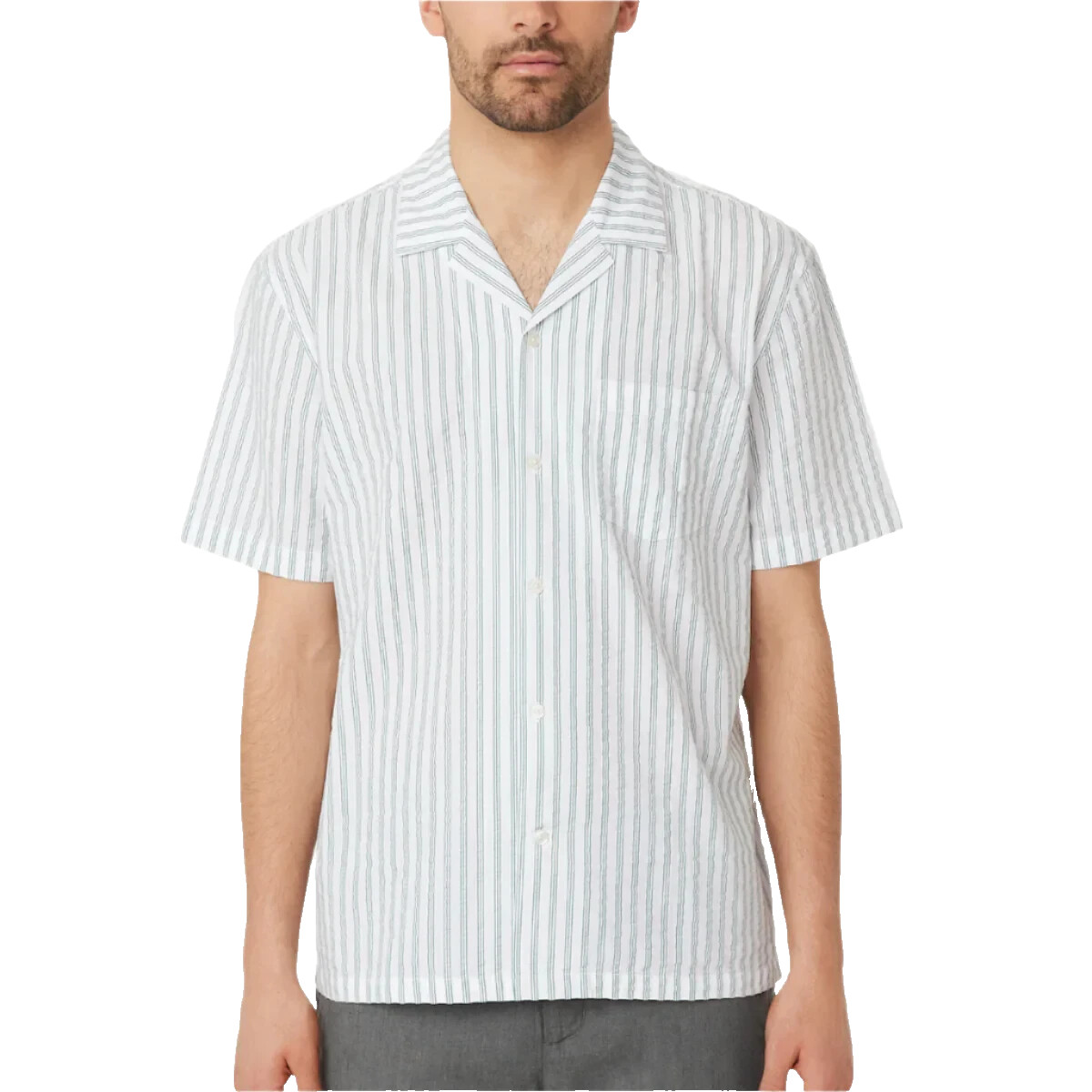 Рубашка с отложным воротником Frank and Oak с открытой спиной зеленого цвета, открытая зеленая, среднего размера