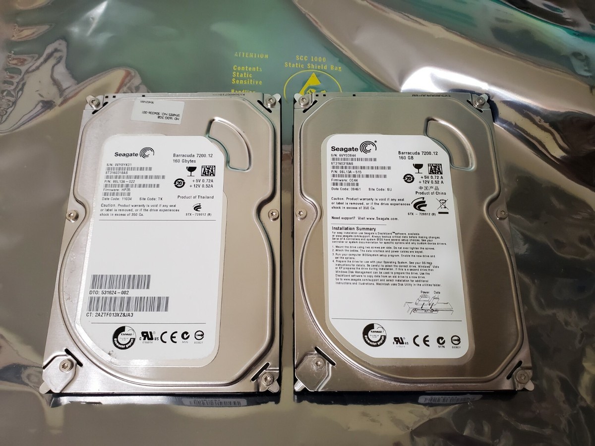Lot of 2 Seagate Barracuda 7200.12, 160GB, 3.5