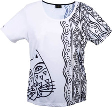 ✤ New LAUREL BURCH T-Shirt Tee Top BLACK & WHITE CAT Kitten Art Women Clothing M