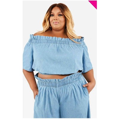 DENIM PEASANT BLOUSE | eBay