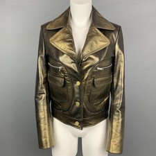 Maison Martin Margiela Size 4 Olive & Gold Leather Jacket