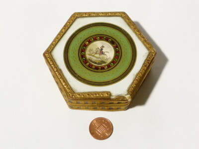 HERVORRAGENDE französische um 1830 6-seitige verspiegelte Süßigkeiten Bonbon Schokolade Konfekt Box 