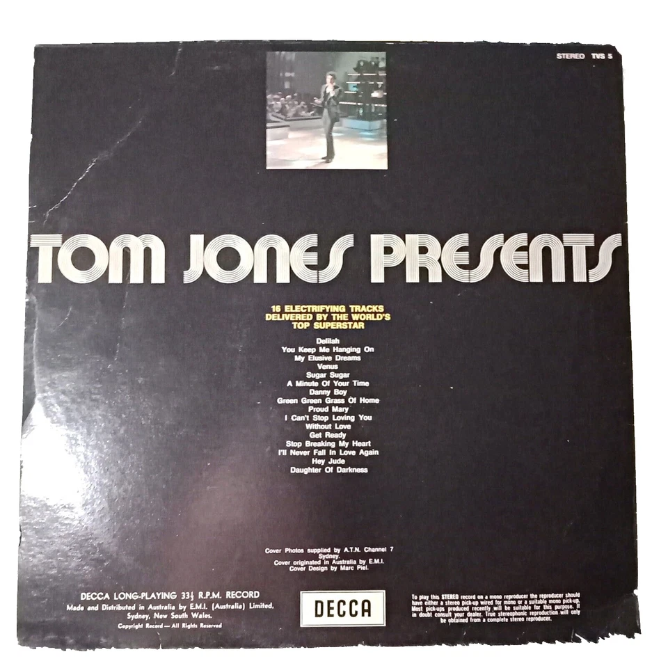 Tom Jones - Tom Jones Presents - LP Vinyl Record 1971 Australian Pressing DECCA - Image 4 of 4