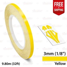 YELLOW 1/8" 3mm Roll PIN STRIPE Car Striping Trim Line TAPE Decal Vinyl Sticker